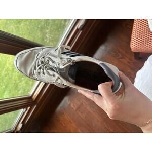 Mephisto Men's White Leather Sneakers with Blue Stripes